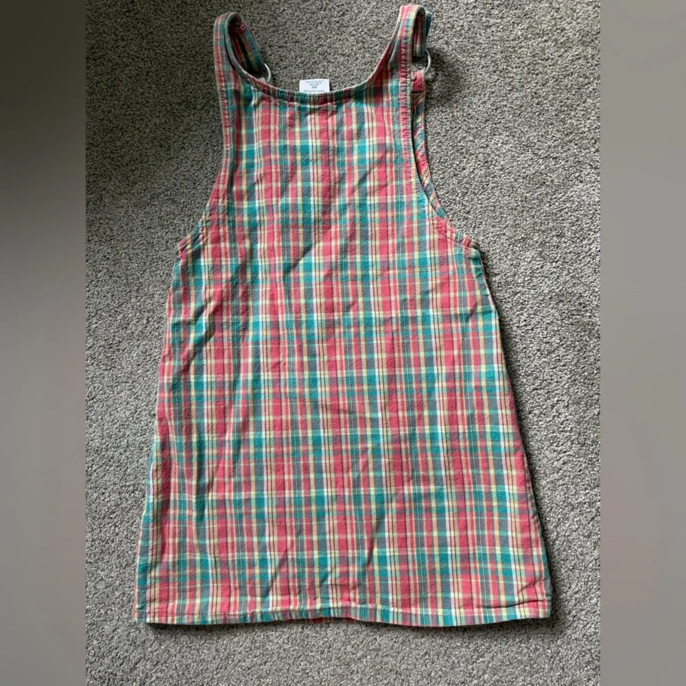 Vintage Osh Kosh B’gosh Plaid Overall Dress in Red and Green Size 6X Tartan